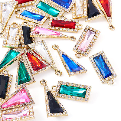 120Pcs 12 Colors Zinc Alloy Glass Pendants ALRI-TA0001-35-1