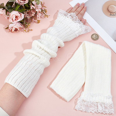 1 Pair Acrylic Fibers Long Mesh Lace Gloves AJEW-CN0006-67A-1