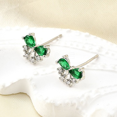 Brass Micro Pave Cubic Zirconia Stud Earrings EJEW-M103-09P-1