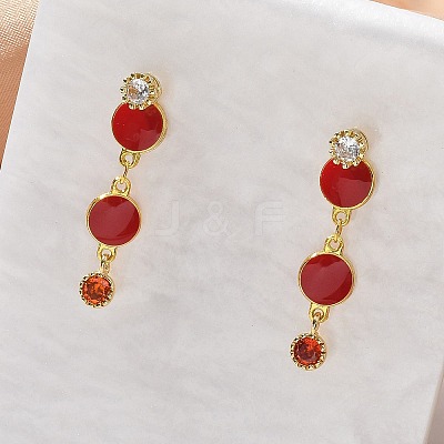 Brass Micro Pave Clear Cubic Zirconia Dangle Stud Earrings EJEW-M077-10G-01-1