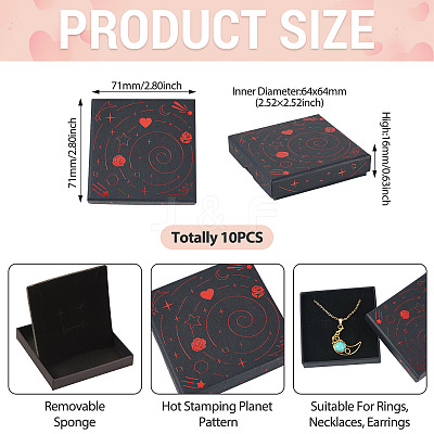 10Pcs Hot Stamping Planet Cardboard Jewelry Packaging Boxes CON-TA0001-44C-1