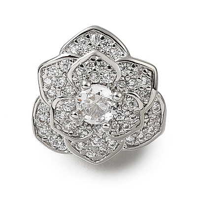 Brass Micro Pave Clear Cubic Zirconia Slide Charms CU-CBA4292-01P-1
