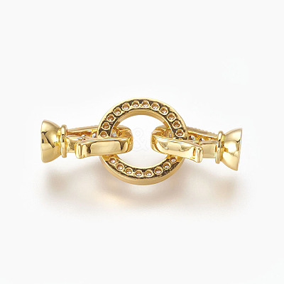 Brass Micro Pave Cubic Zirconia Fold Over Clasps KK-P164-14-1
