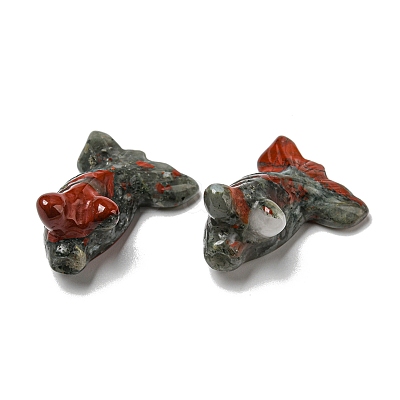 Natural Bloodstone Carved Healing Goldfish Figurines DJEW-D012-08I-1