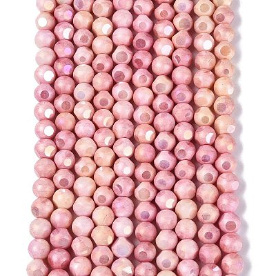Ombre Effect Dyed Electroplate Opaque Glass Beads Strands EGLA-Q130-01A-19-1