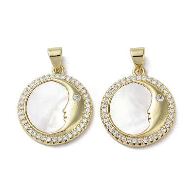 Brass Micro Pave Cubic Zirconia Pendants KK-G485-17B-G-1