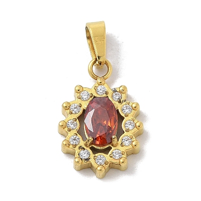Ion Plating(IP) 304 Stainless Steel Micro Pave Cubic Zirconia Pendants STAS-Z107-05G-04-1