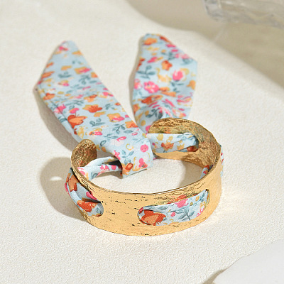 Hammered Floral Fabric Iron Cuff Bangles for Women FS-WG41D7B-05-1