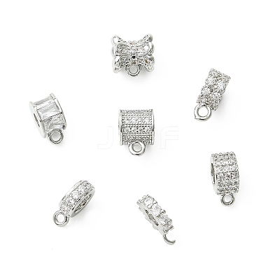 7Pcs 7 Styles Brass Micro Pave Cubic Zirconia Tube Bails KK-CJ0004-47P-1
