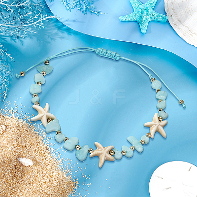 6Pcs 2 Colors Natural Gemstone Braided Bead Bracelets BJEW-GO0001-03-1