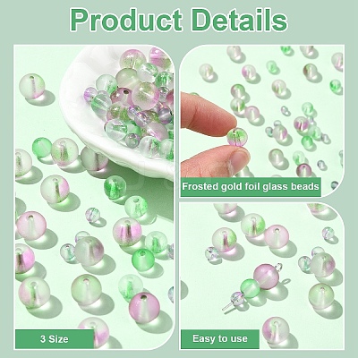 150Pcs 3 Styles Frosted Spray Painted Glass Beads Strands GLAA-YW0004-34A-1