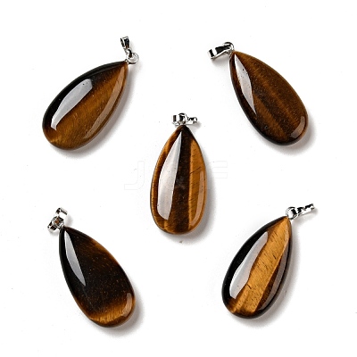 Natural Tiger Eye Pendants G-P474-01P-12-1