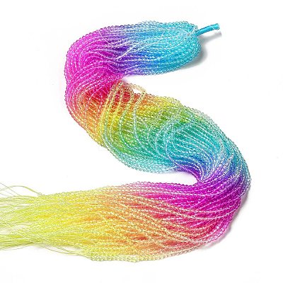 Transparent Gradient Color Glass Beads Strands GLAA-H021-01B-16-1