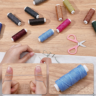 12 Rolls 12 Colors Round Waxed Polyester Twisted Cord YC-CL0001-03B-1