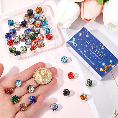 48Pcs 6 Colors Handmade Polymer Clay Rhinestone Beads FIND-SC0011-27-1
