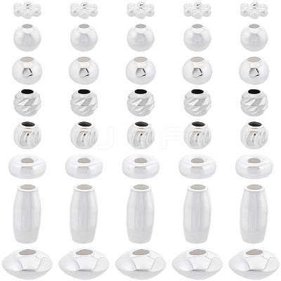 80Pcs 8 Styles 925 Sterling Silver Beads STER-BBC0008-87-1