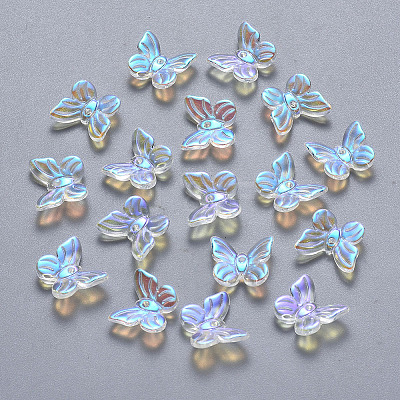 Transparent Spray Painted Glass Charms GLAA-YW0003-14-1