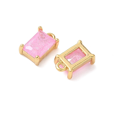 Brass Crushed Ice Cut Cubic Zirconia Pendants KK-D024-25A-G-1