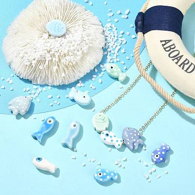 12Pcs 12 Styles Handmade Porcelain Beads PORC-FS0001-63-1