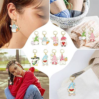8Pcs Easter Theme Alloy Enamel Pendant Locking Stitch Markers HJEW-FS00101-02-1