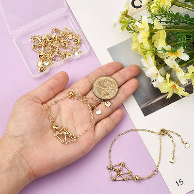 5Pcs Adjustable Braided Brass Macrame Pouch Cable Chain Slider Bracelet Making BJEW-BBC0001-17B-1