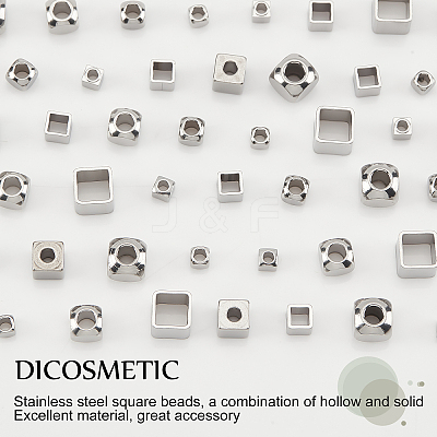 96Pcs 8 Style 304 Stainless Steel Beads STAS-DC0005-74-1