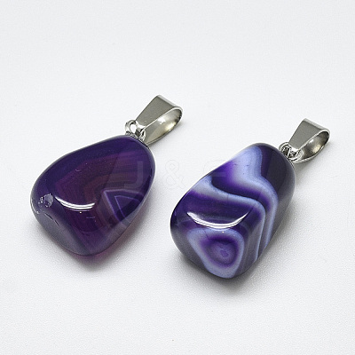 Natural Banded Agate/Striped Agate Pendants G-T122-20C-1