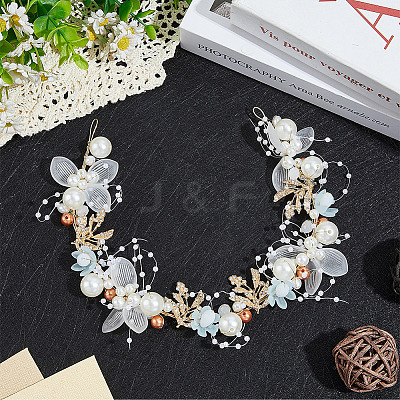 Alloy & Rhinestone & Resin Floral Hair Bands Embellishments for Women OHAR-WH20009-02A-1