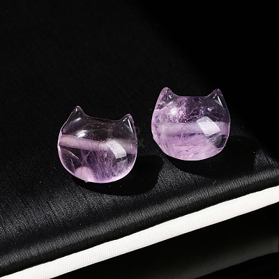 Natural Amethyst Faceless Cat Head Beads PW-WGB8F95-01-1
