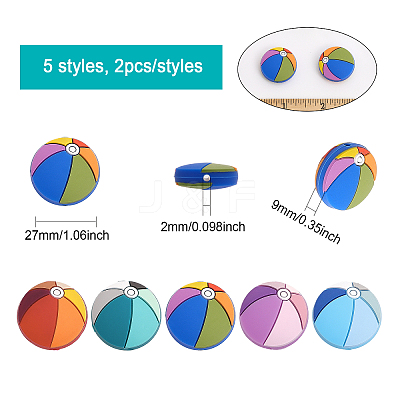 10Pcs 5 Colors Food Grade Eco-Friendly Silicone Beads SIL-CA0002-28-1