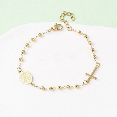 Religion 304 Stainless Steel Link Bracelets BJEW-F524-05A-G-1