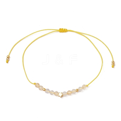 Natural Round Citrine Beads Braided Bead Bracelets for Women BJEW-JB11655-01-1