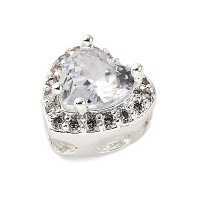 Brass Micro Pave Cubic Zirconia Beads KK-D408-11S-03A-1