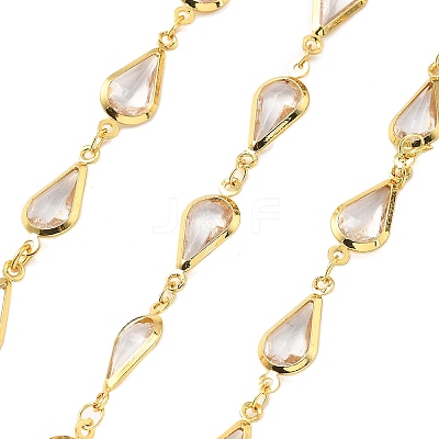 Brass Glass Teardrop Link Chains CHC-R001-04G-05-1