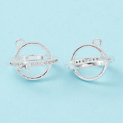 Rack Plating Brass Pave Clear Cubic Zirconia Bead Cage Pendants KK-G464-10S-1