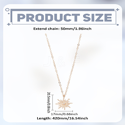 1Pc Zinc Alloy Sun Pendant Cable Chain Necklaces NJEW-LP0003-21G-1