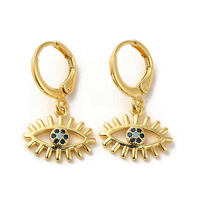 Horse Eye Brass Dangle Leverback Earrings EJEW-Q797-02B-G-1