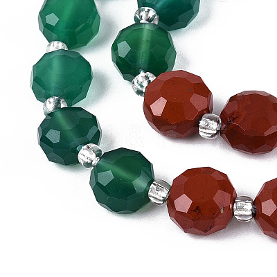 Natural Red Agate & Green Agate & Red Jasper Beads Strands G-T144-19B-01-1