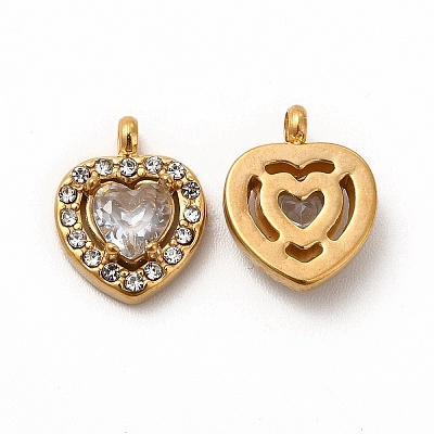 PVD Vacuum Plating 304 Stainless Steel Cubic Zirconia Pendants STAS-A076-02G-1