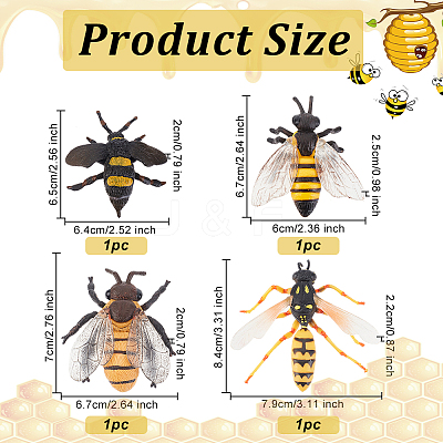 4Pcs 4 Style Plastic Insect Models AJEW-OC0003-86-1