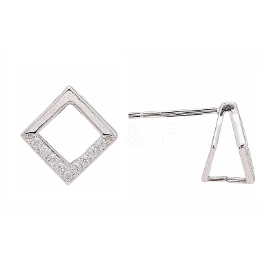 Anti-Tarnish Rhodium Plated 925 Sterling Silver Stud Earring Findings STER-F048-28P-1