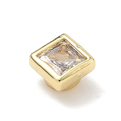 Square Brass Micro Pave Cubic Zirconia Cabochons KK-P345-13G-E02-1