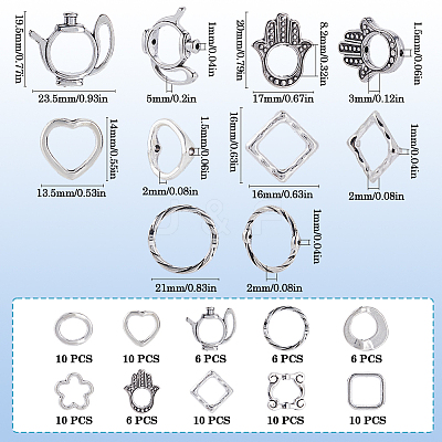 100Pcs 10 Styles Tibetan Style Alloy Bead Frames Sets TIBE-SP0001-16B-1