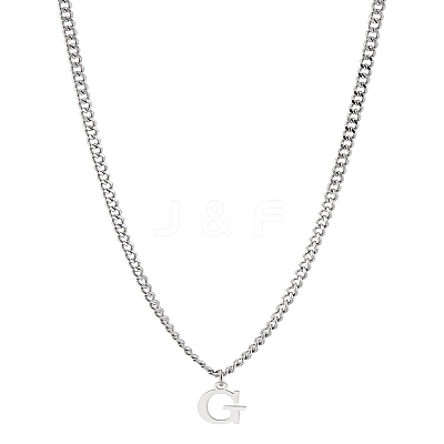 1Pc 304 Stainless Steel Letter Pendant Necklaces NJEW-LP0001-33G-P-1