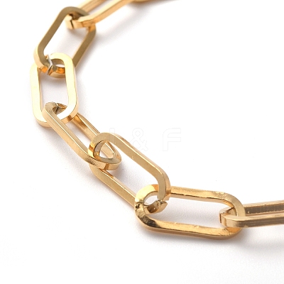 Ion Plating(IP) 304 Stainless Steel Paperclip Chain Bracelets BJEW-O186-03G-1