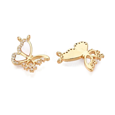 Brass Micro Pave Cubic Zirconia with Shell Pendants KK-T070-36G-1