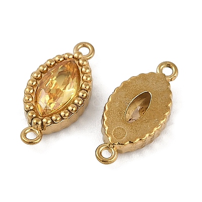 Ion Plating(IP) 304 Stainless Steel Cubic Zirconia Horse Eye Links Connector Charms X-STAS-K256-21G-07-1