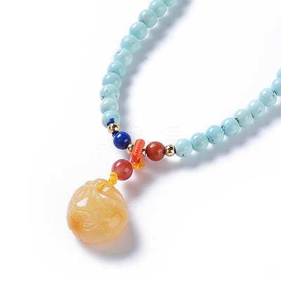 Synthetic Turquoise Beaded Necklaces NJEW-G332-02G-1