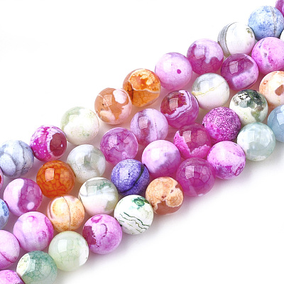 Natural Fire Crackle Agate Beads Strands G-S346-8mm-13-1