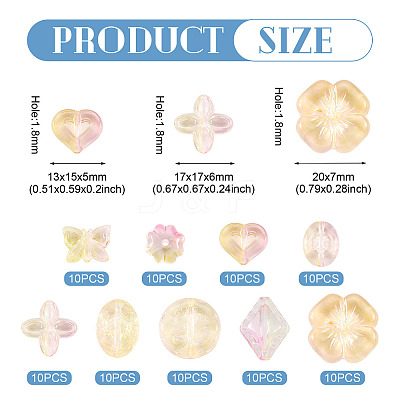90Pcs 9 Styles Two Tone Transparent Acrylic Beads MACR-TA0002-11-1